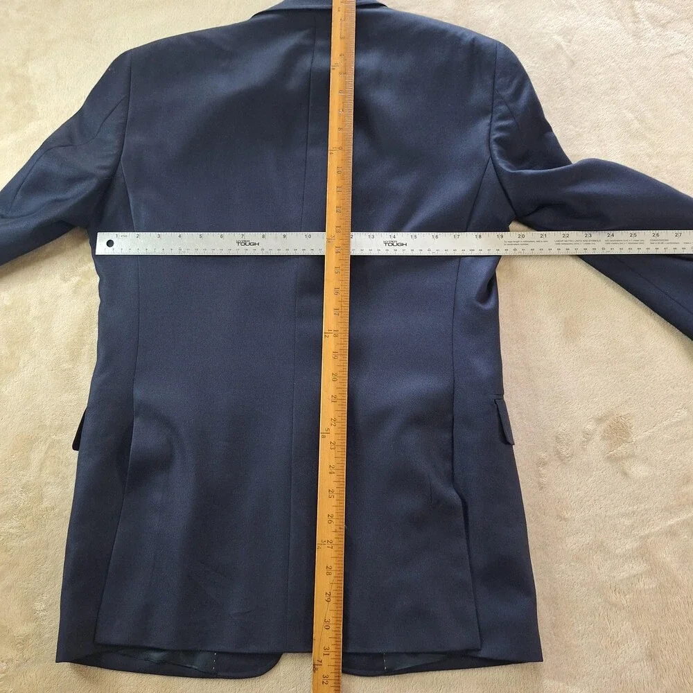 Tommy Hilfiger Blazer Mens 42 Navy Blue Wool Silk Blend Two Button Suit Jacket